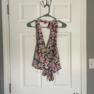 Abercrombie & Fitch Floral Tank Top - Navy and Pink